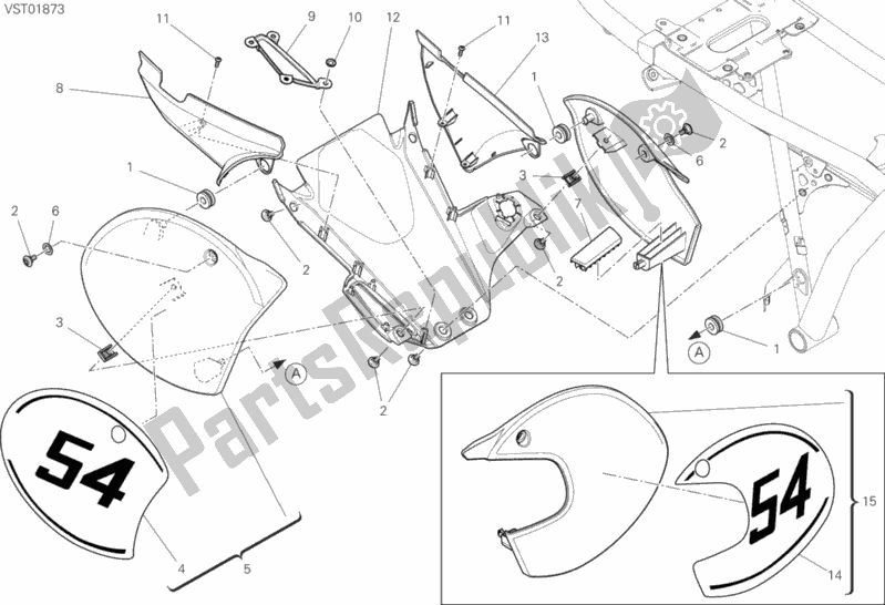 Tutte le parti per il 37b - Carenatura del Ducati Scrambler Cafe Racer Thailand USA 803 2020